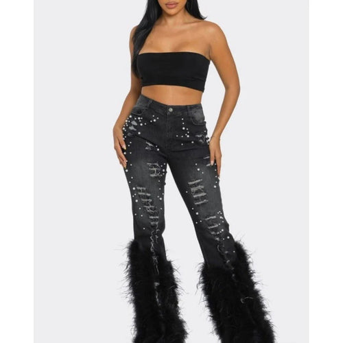 Glam Wool Beaded Jeans – Runway Edition 25