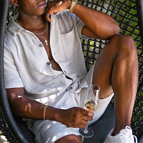 VelouraBreeze™ Men's Beach Shorts Set