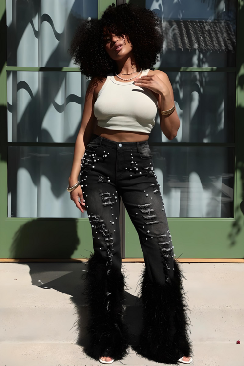 Glam Wool Beaded Jeans – Runway Edition 25