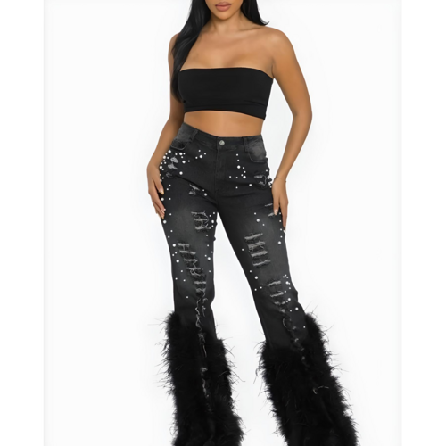 Glam Wool Beaded Jeans – Runway Edition 25